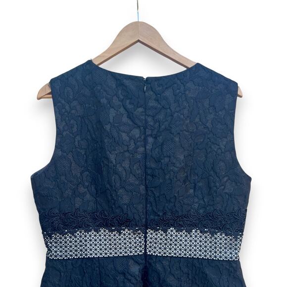 NWT Antonio Melani Size 12 Edna Dress A-Line Sleeveless Metallic Black Lace - Picture 6 of 16